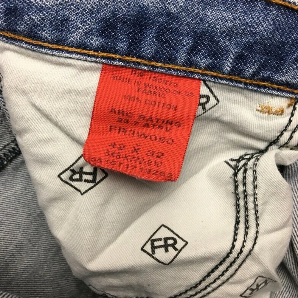 Wrangler FR Riggs Men Jeans Blue size 42x32 Workwear Denim Flame Resistant Pants
